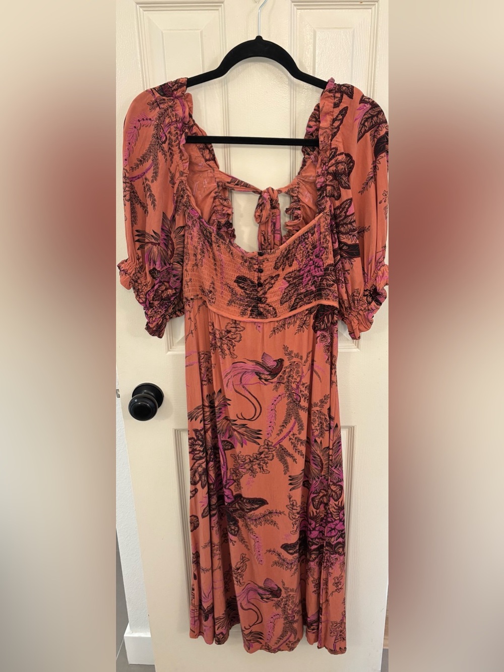 Anthropologie Rust & Pink Floral Boho Dress